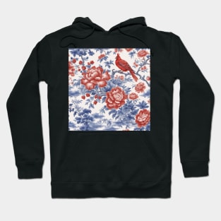 Blue and red chinoiserie toile de jouy Hoodie